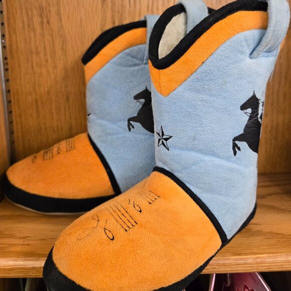 cute cozy Kids Rodeo Western Cowboy boot style slippers unisex size m - Picture 1 of 2